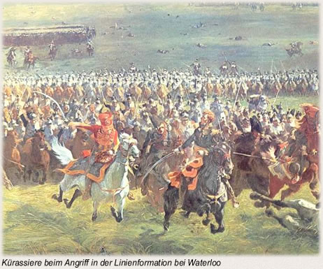 Kürassiere beim Angriff in der Linienformation bei Waterloo