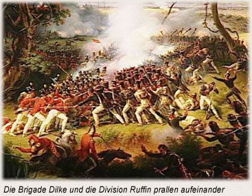 Die Brigade Dilke und die Division Ruffin prallen aufeinander